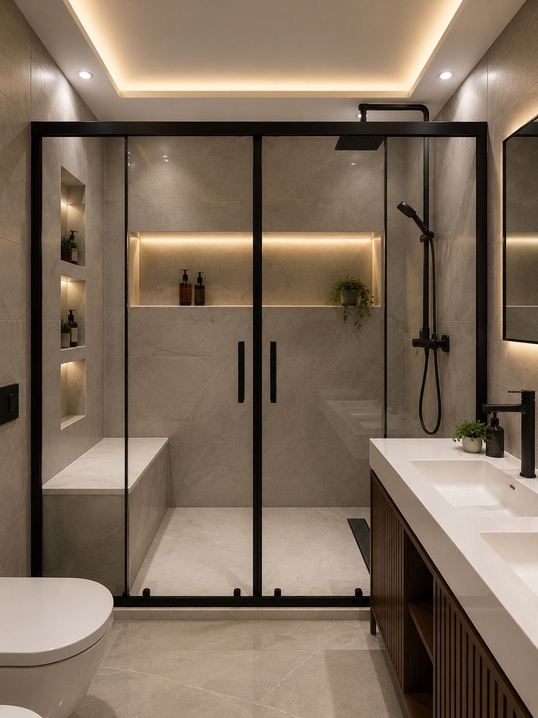 Paroi de douche Paris Noir — Aqua Baño Tétouan & Tanger