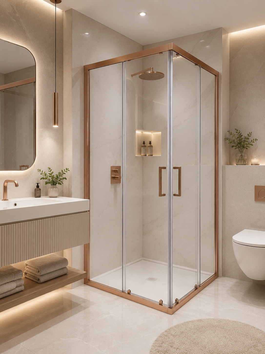 Paroi de douche Atlanta Rose Gold — Aqua Baño Tétouan & Tanger