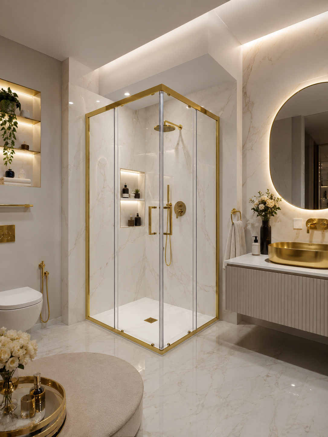 Paroi de douche Atlanta Gold — Aqua Baño Tétouan & Tanger