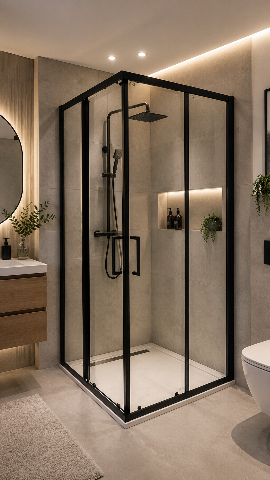Paroi de douche Atlanta Noir — Aqua Baño Tétouan & Tanger
